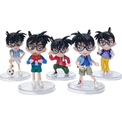 8.5-10.5cm 7th Generation New Conan 5 Picec/set OPP Bag Car Decorations Case Closed Detective Conan Anime Figure PVC Action