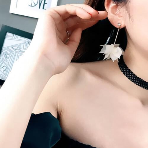 Newest Fashion Lady Colorful Elegant Women Crystal Flower Colorful Drop Long Dangle Wedding Earrings Jewelry 2021 Best Gift