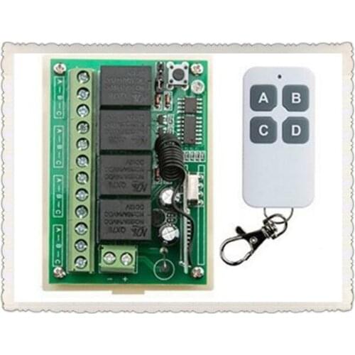 NEW DC12V 4CH 4Channe 10A RF wireless remote control switch System, 1X Transmitter + 1 X Receiver,315/433 MHZ