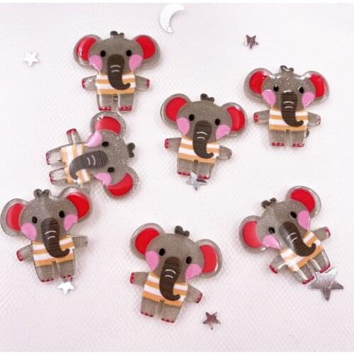 New Colorful Lovely Glitter Elephant Flatback Sheet Miniature Pattern Plane Applique DIY Scrapbook Home Decor Craft OJ108