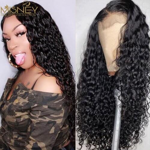 32 inch Water Wave Lace Front Wig Human Hair Lace Frontal Wigs For Women Pre Plucked Remy HD Transparent Lace Closure Wig Misney