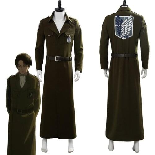 Attack on Titan Cosplay Levi Costume Scouting Legion Soldier Coat Trench Jacket Adult Men Halloween Carnival Clothing