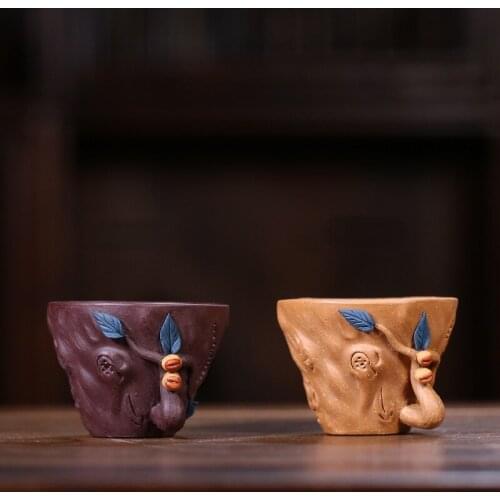 Handmade Purple Clay Tea Cup Clay Painted Decal Cup Kung Fu Tea Set Single Cup Japanese Tea Set Tea Set Teaware