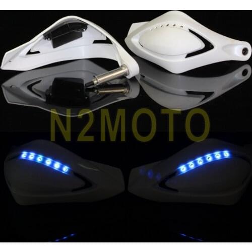 Blue LED Motorcycles White Handguard Turn Signal Light for MX Enduro ATV 7/8" Hand Protector Flash Running Light