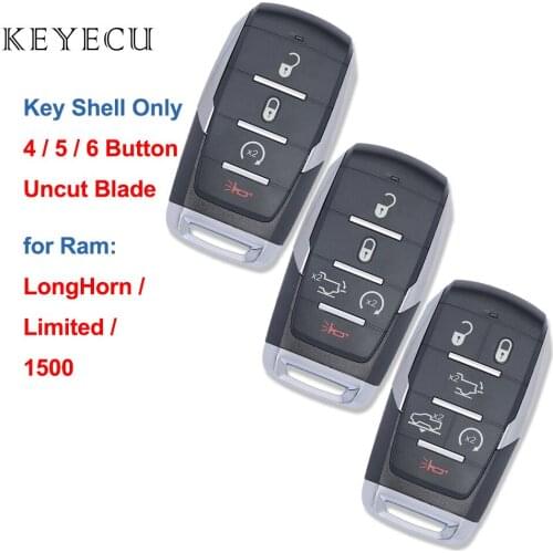 Keyecu Smart Remote Key Shell Case Cover 4/5/6 Buttons for RAM 1500 LongHorn Limited 2019 2020 OHT-4882056