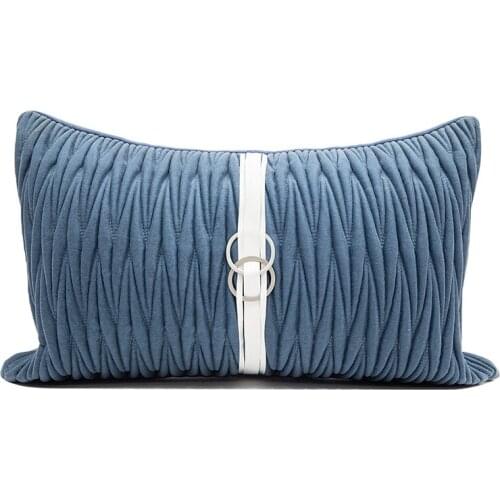 Modern Nordic Blue Folds Cushion Cover Set Metal Circle Decorative Pillow Cover Cushions For Sofa Living Room Home 30x50cm