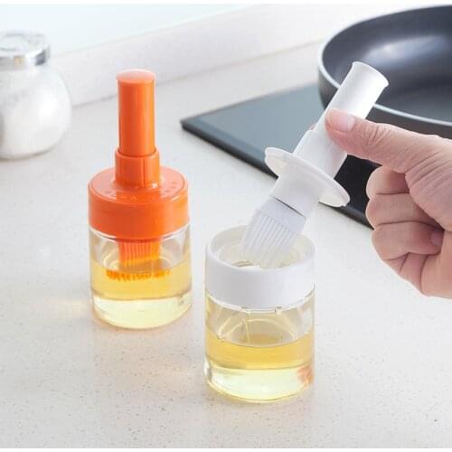 High temperature resistant silicone dipping oil brush with oil pot, squeeze barbecue brush with oil bottle, oil control brush