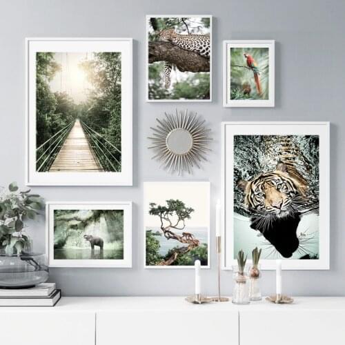 Tiger Leopard Wildlife Landscape Forest Wall Art Canvas Painting Nordic Posters And Prints Wall Pictures For Living Room Decor