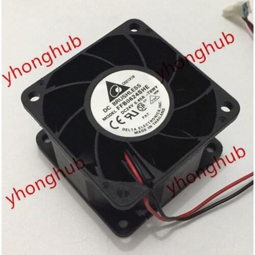 Detla Electronics FFB0624SHE T8WY DC 24V 0.40A 2-wire 60x60x38mm Server Cooling Fan