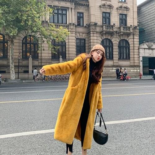 Sobretudo Casaco Feminino Inverno 2021 Long Loose Hooded Soft Plush Faux Fur Coat Womens Winter New Fashion Warm Kobieta Kurtka