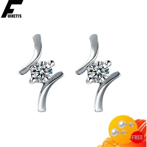 Bali Jelry Fashion Earrings Silver 925 Jewelry Round Zircon Gemstone Stud Earring Accessories for Women Wedding Engagement Gift