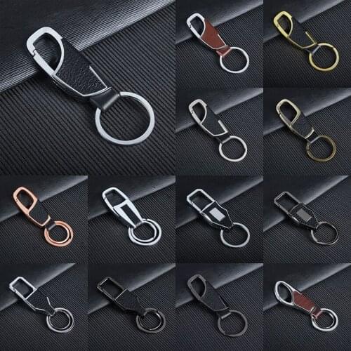 1Pc Men Leather Car Keychain Keyfob Business Metal Key Chain Ring Holder Creative Keyring Accessories Pendant Gift