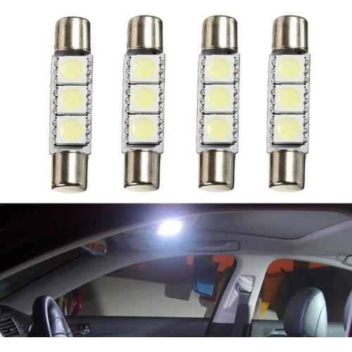 NHAUTP 10pcs Festoon LED Vanity Mirror Lights 31MM 5050 3-SMD Auto Interior Sun Visor Reading Lamp White 6000K 12V