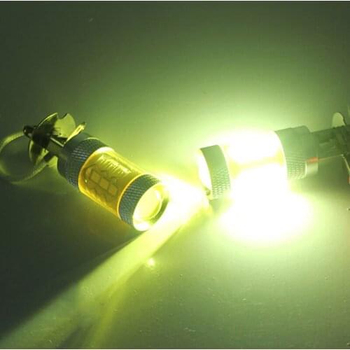 2pcs LED Fog Lights 12-24V H3 80W 16 SMD LED Car Fog Light Bulb Yellow High Power Truck Automobiles Accessories