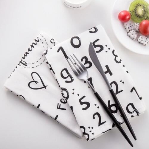 2pcs/set Tea Towels 45*60cm cotten Kitchen Table Napkins English Alphabet Arabic numerals pinted Placemats
