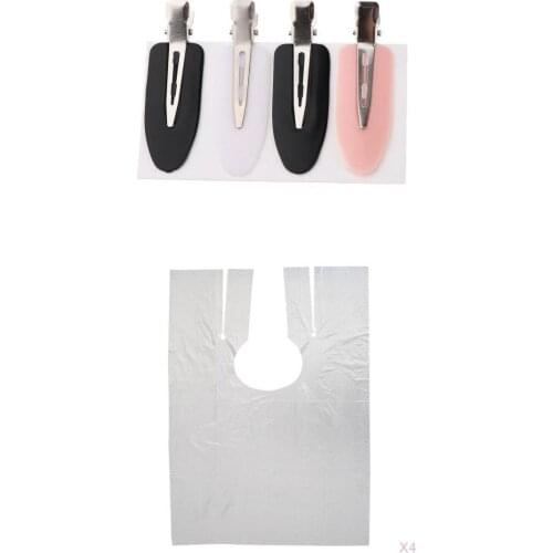 200 Pieces Haircut Clear Barber Shop Home Shawls Apron + 4pcs No Bend Hair Clips