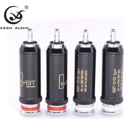 4pcs Hi-end 0102Ag Silver Plated XSSH HIFI DIY Brass Plating Rhodium Audio Video Connectors TV Tuner RCA output Plug Plugs
