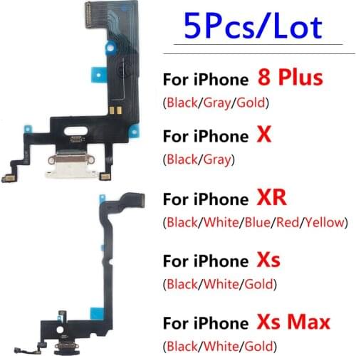 5Pcs/Lot，New USB Charging Port Charger Board Flex Cable For Iphone X XR XS Max 8 Plus Dock Plug Connector Repair Parts