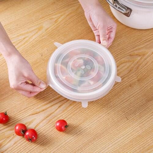 6PCS Food Silicone Cover Universal Silicone Lids For Cookware Bowl Pot Reusable Stretch Lids Vegetable and Fruit Container lid