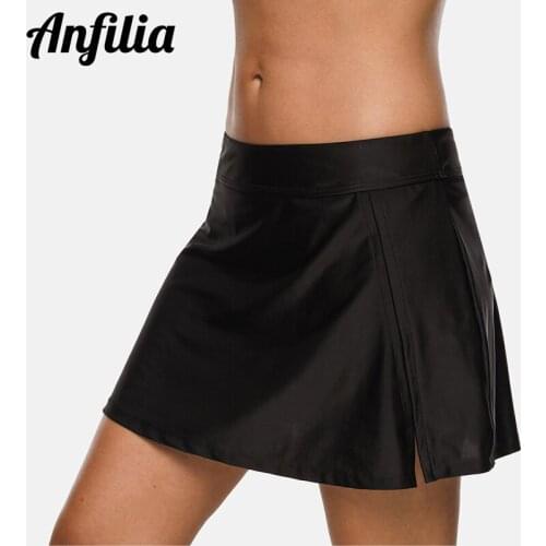 Anfilia Women Bikini Bottom Swim Trunks Ban Solid Swim Skirt Build-in Brief Swimwear Briefs Swimming Bottom Tankini Bottoms