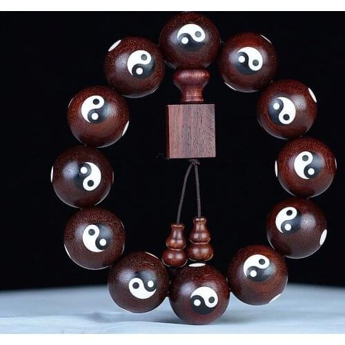 AURAREIKI Lobular Rosewood Natural Wooden Bracelets Natural Engraving Yoga Buddhist Mala Wooden Beads Buddhist Amulet Unisex