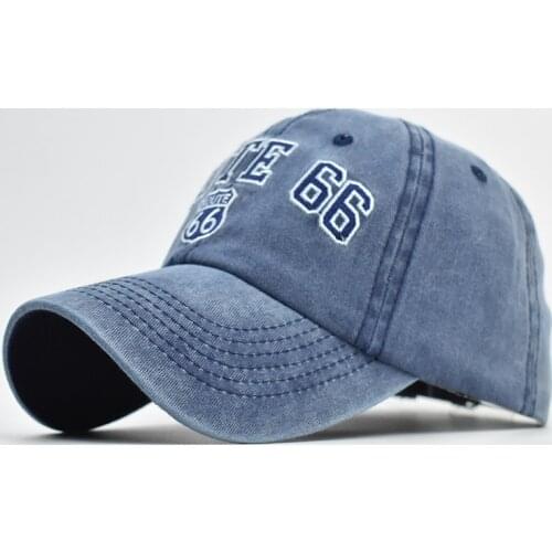 New Washed Cotton Baseball Cap Women Embroidery Route 66 Cap Snapback Hat For Men Casquette Homme Gorras Bone Cap For Women