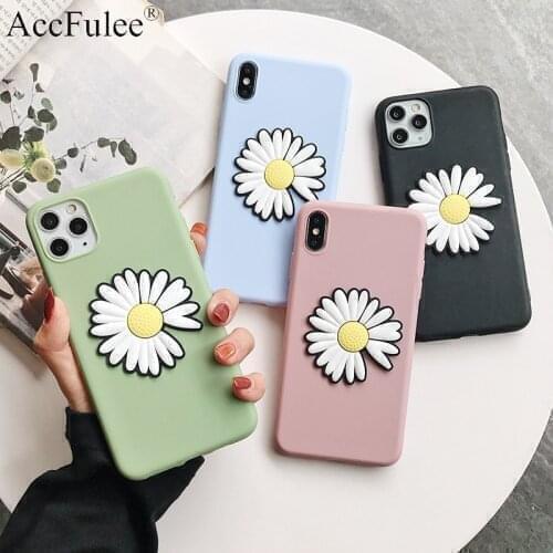 Cute Daisy Flower Stand Phone Case for iPhone 11 12 Pro Max XS XR X 7 8 6S Plus SE 2020 5S 5G 4S Holder TPU Back Cover