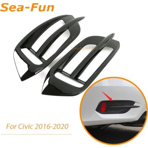 For Honda Civic 2016 2017 2018 2019 2020 Rear Fog Light Lamp Cover Decoration Frame Foglight Trim Sticker Car Parts Accessories
