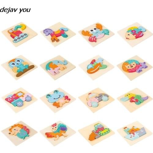 Children 3D Puzzle Toy Wooden Tangram Shape Educational Learning Cartoon Animal Intelligence Parent-Child Interactive Toy Gift