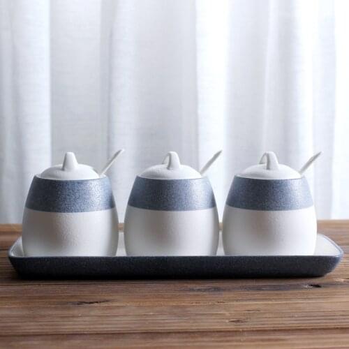 Japan style snowflake glaze ceramic cruet jar salt shaker bottle set supplies seasoning canister set kitchen seasoning organizer