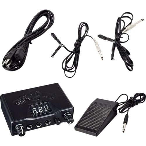 Digital Tattoo Machine Power Set with Clip Cord&Foot Pedal Switch US Plug