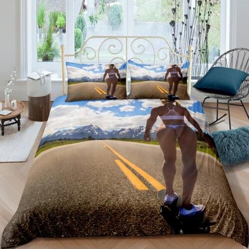 3D Duvet Cover Sets Bedding Set Comforter Cover Pillow Covers Full Twin Single Double Size Beauty and Skateboarding Home Texitle