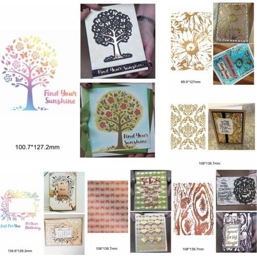Lace Hollowed Flower Tree Bird Sunshine Words Sentence Grain Hot Foil Plates DIY Make Cards Handcraft Scrapbook Template 2020