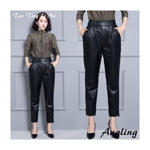 Top brand Women Fashion 2020 Real Genuine Sheep Leather Pants KP5 high quality