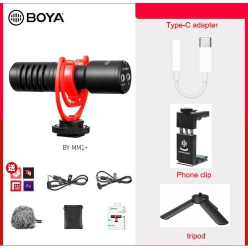 BOYA BY MM1+ BY-MM1 MM1 Shotgun Microphone Video Recording Mic for DSLR Camera Smartphone Youtube Live Vlogging Mic Microfone