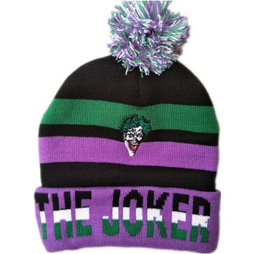 New Cartoon anime Cotton knitting Super Hero Joker Cap Cosplay Clown king autumn winter Soft Warm hat fit for Adult Kid with Pom