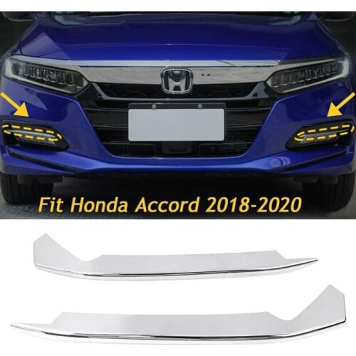 NEW-1 Pair for Honda Accord 2018 2019 2020 Silver Car Front Fog Light Lamp Eyebrow Trim Cover