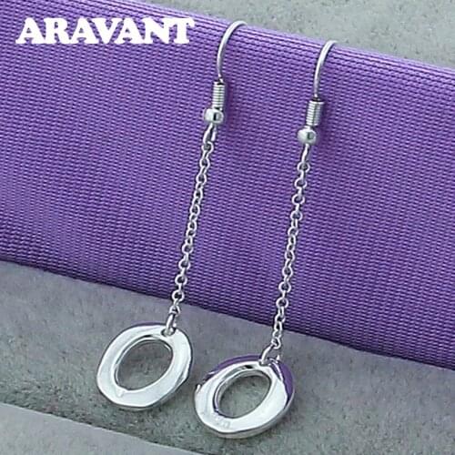 New Arrival 925 Silver Jewelry Circle Drop Earrings Long Chain Tassel Earring For Women Fashion Jewelry
