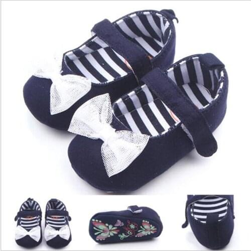 New Cute Bowknot Baby Shoes Toddler Girls Canvas First Walkers Antislip Infants Party Princess Shoes