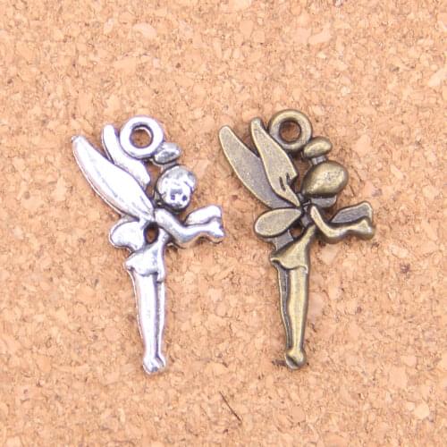 14pcs Charms angel fairy 25x15mm Antique Pendants,Vintage Tibetan Silver Jewelry,DIY for bracelet necklace