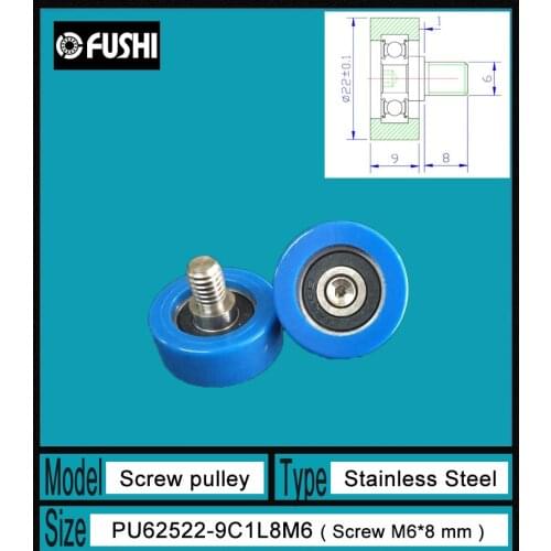 PU 625 Screw Pulley Bearing 5*22*9 mm ( 1 PC) Doors and Windows Roller Mute Wheel PU625 + M6*8 Engineered Plastic Bearings