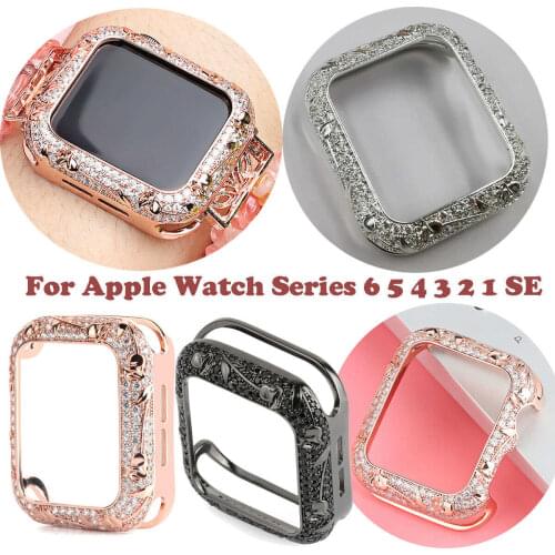 For Apple Watch Series 6 5 4 3 2 1 SE iwatch 38mm/42mm/40mm/44mm Luxury Tulip Flower Zircon Slim Protect Case Cover