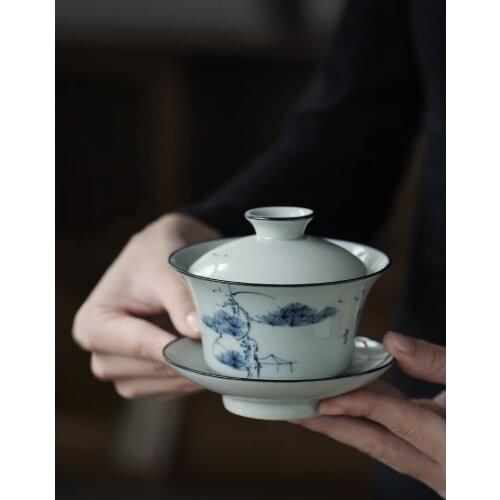 Cover Teacup Jingdezhen Fake Antique Blue and White