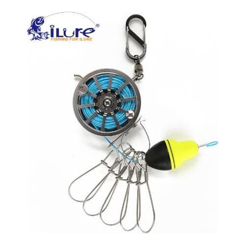 ILure Fishing Lock Buckle With Reel Stainless Steel Live Fish Locks Belt Fishing Tackle Stringer Floats fishing reel
