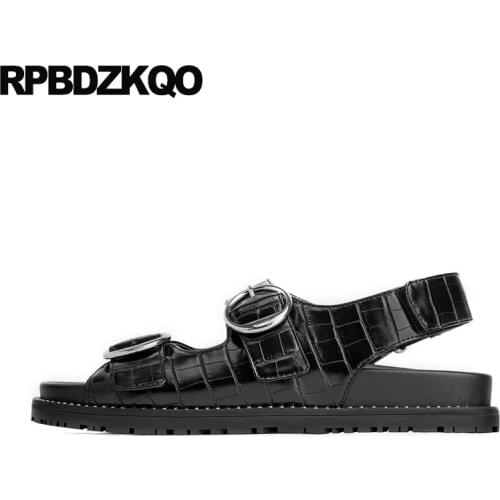 Black korean open toe big size plus comfortable women sandals flat casual 2019 fashion summer slingback designer shoes ladies