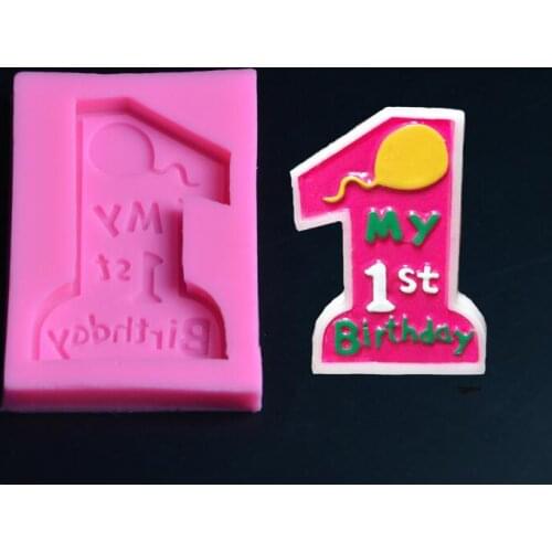Baby Birthday Silicone 1 Letter Shape Fondant Cake Decorating Mold Chocolate Candy Tool
