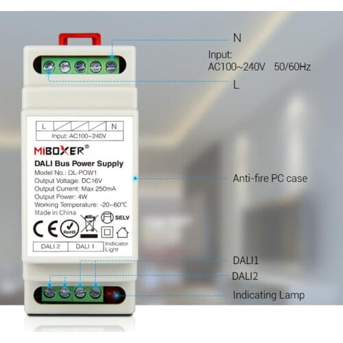 Miboxer DALI Dimming Control System(DT8) 86 touch panel DALI 5 in 1 LED Controller DALI Bus Power Supply DIN Rail for LED lamps