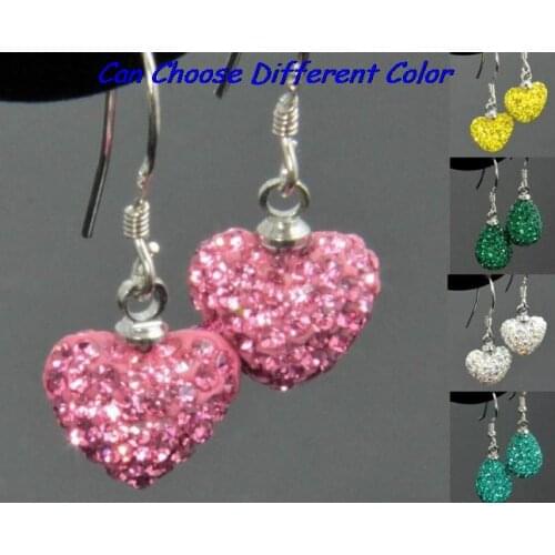 Mix multicolor ne35dal mixed Silver Plated Beads Gradient Heart earrings micro pave drop earring crystal