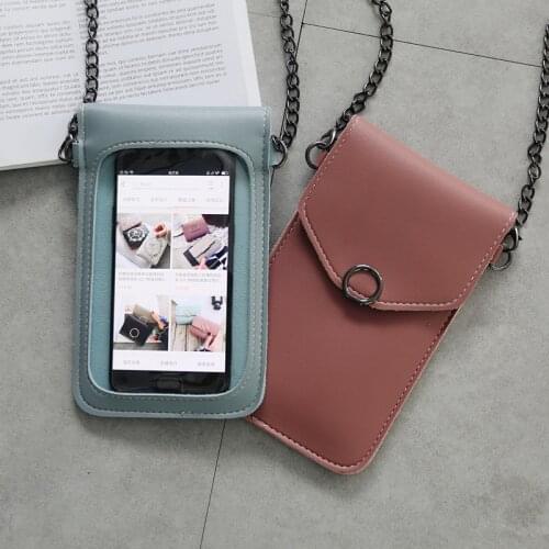 Cell Phone Pouch Mobile Phone Bag Touchable Screen Touch Pocket Woman Wallet Coin and Card Crossbody Bags Girls Shoulder Strap