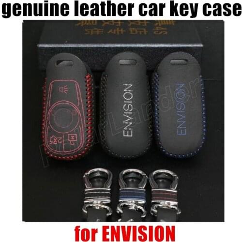 Only Red car key case Hand sewing Genuine quality leather Fashionable car key cover car styling fit for BUICKI ENVISION